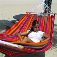 Fabric hammock Guatemalamix with spreader bars in fashion stripes. No. T542