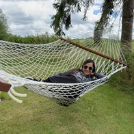 Black Fabric Hammock with 118 cm solid wood sticks