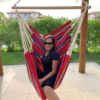 Fabric Hammock Chair with Mexico Red Design. No. Dv487.