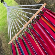 Hammock with 80 cm wooden spreader bars in colorful fabrics. No. T556