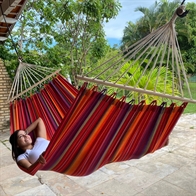 Fabric hammock Guatemalamix with spreader bars in fashion stripes. No. T542