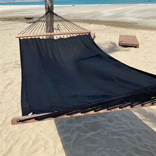 Trendy Black Outdoor Hammock. Outdoor black Fabric hammock with 120 cm quality spreader bars