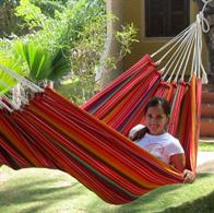 Strong hammock 1 person. Nice colorful look. Ok for children's play