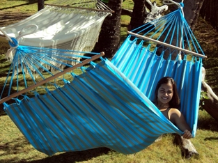 Tenda Outdoor Hammock with Beige, Green and Turquoise Colors - 80 cm round sticks PRO Fabric