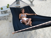 Black Fabric Hammock with 118 cm solid wood sticks