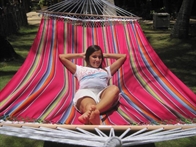 Mexico Pink hammock in fabric with width wood sticks of 140 cm