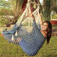 hammock chair blue and white striped